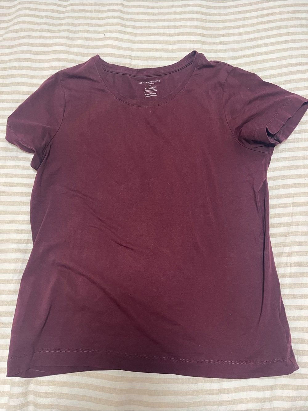 BURGUNDY Supima Cotton Jersey Crewneck T-shirt